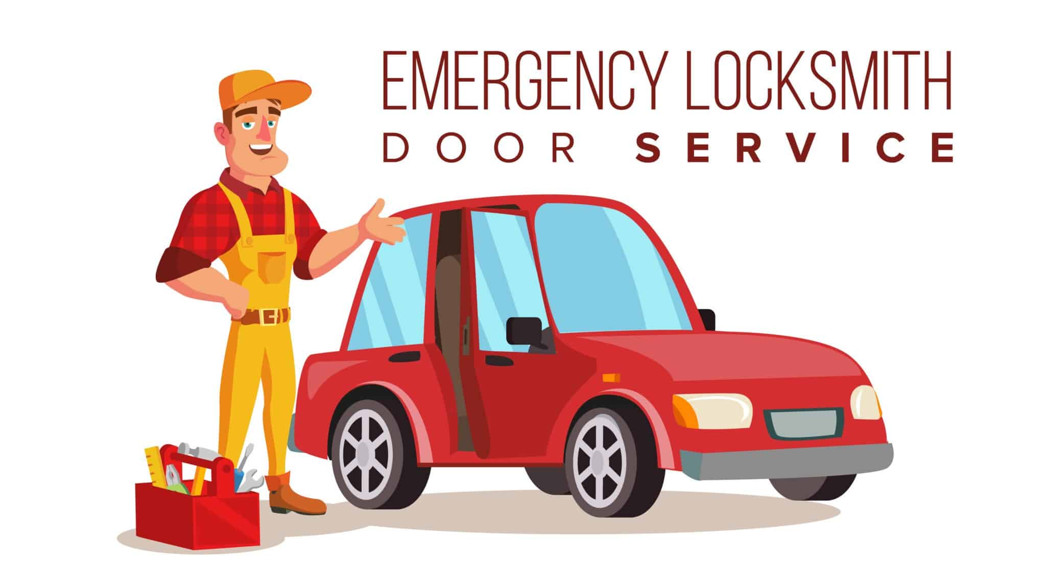 Car Locksmith Worker Service Vector. Classic Serviceman. Isolated On